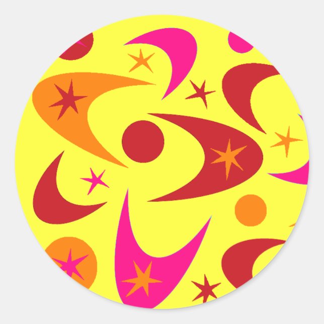 Pegatina Redonda Pegatinas de Retro Starburst Boomerang (Anverso)