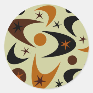 Pegatina Redonda Pegatinas de Retro Starburst Boomerang