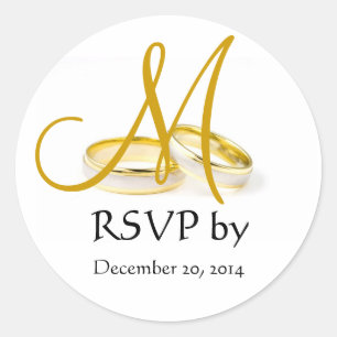 Pegatina Redonda Pegatinas de Ring Monogram RSVP Gold