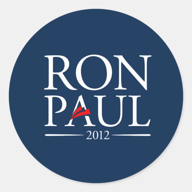 Pegatina Redonda Pegatinas de Ron Paul 2012 (Anverso)