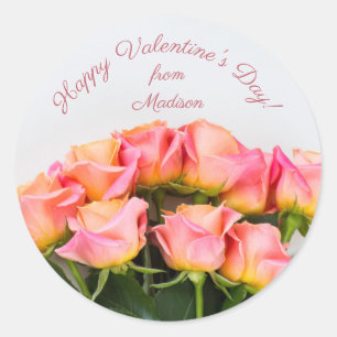 Pegatina Redonda pegatinas de Rosas de texto personalizados