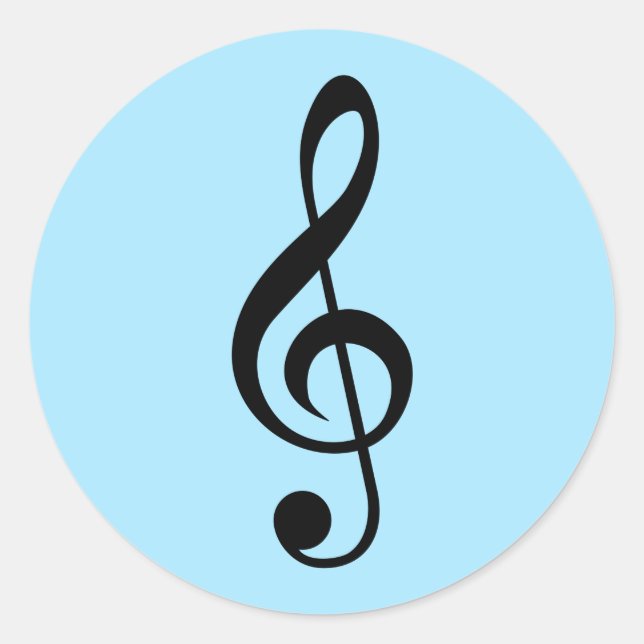 Pegatina Redonda Pegatinas de Round Blue Treble Clef (Anverso)