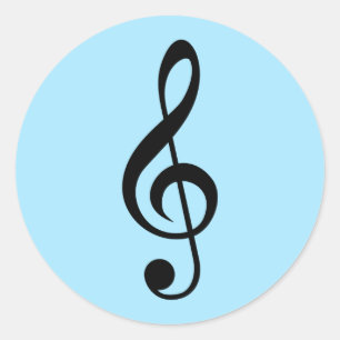 Pegatina Redonda Pegatinas de Round Blue Treble Clef