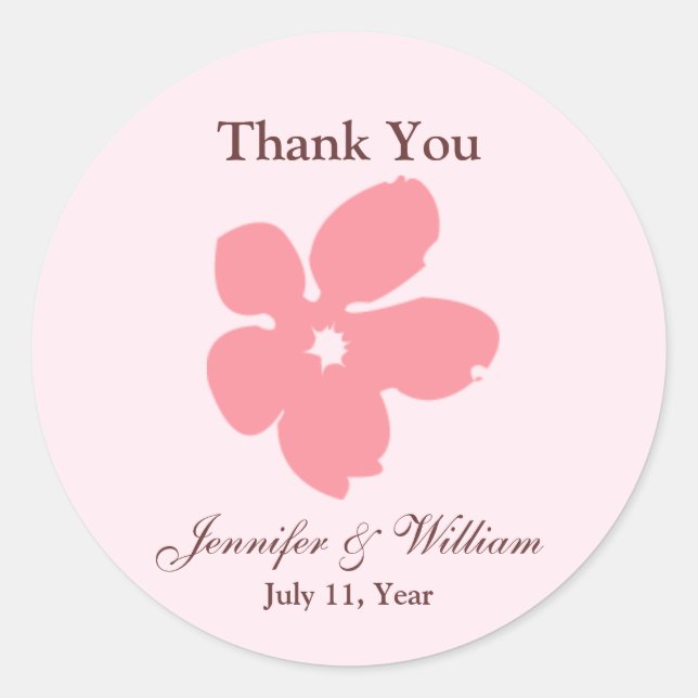 Pegatina Redonda Pegatinas de Sakura Blossom Silhouette Favorito (Anverso)