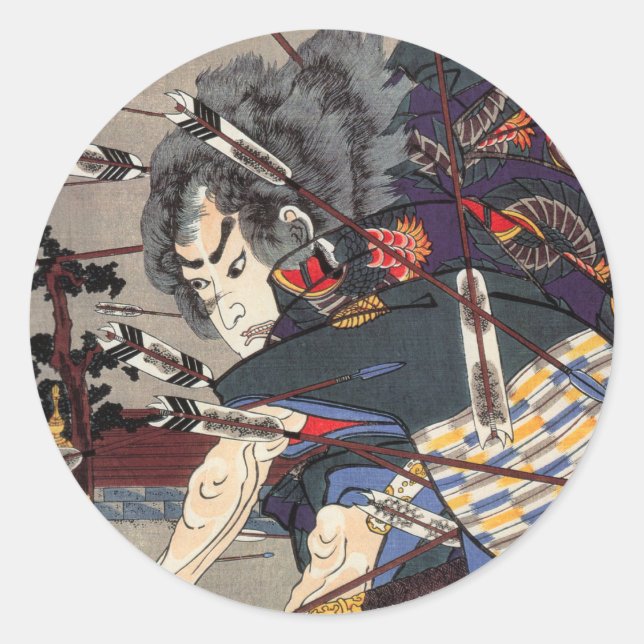 Pegatina Redonda Pegatinas de Samurai II (Anverso)