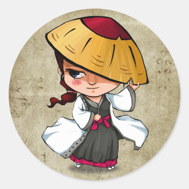Pegatina Redonda Pegatinas de Samurai y Ninja - Murasaki (Anverso)