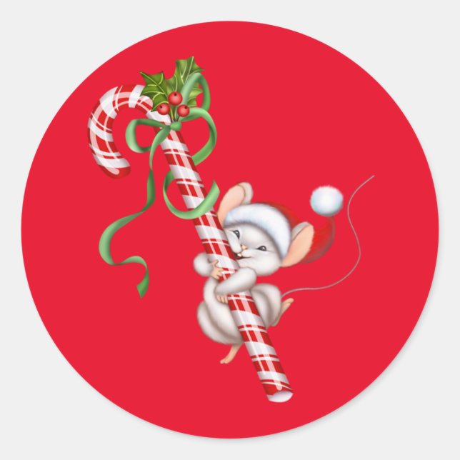 Pegatina Redonda Pegatinas de Santa Mouse de vacaciones (Anverso)
