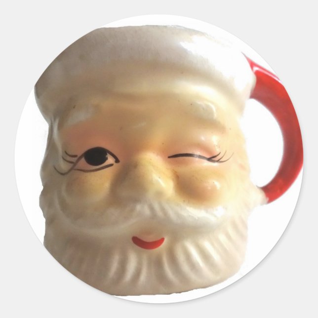 Pegatina Redonda Pegatinas de Santa Mug (Winking) (Anverso)