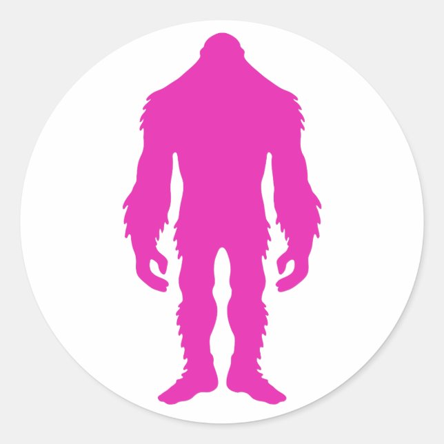 Pegatina Redonda Pegatinas de Sasquatch rosa (Anverso)