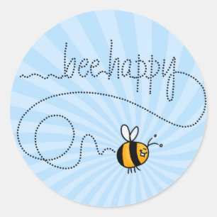 Pegatina Redonda pegatinas de senderos felices de abejas