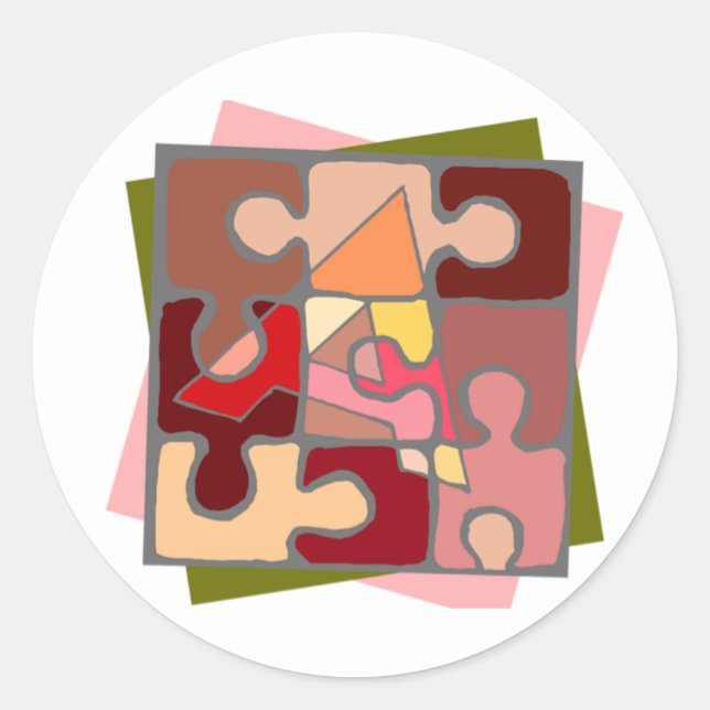 Pegatina Redonda Pegatinas de sensibilización sobre el autismo (Anverso)