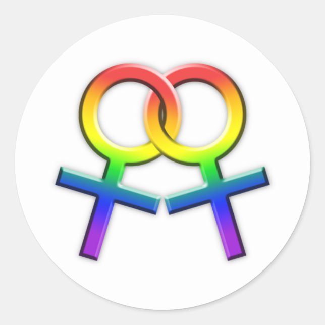 Pegatina Redonda Pegatinas de sexo femenino conectados 02 de los (Anverso)