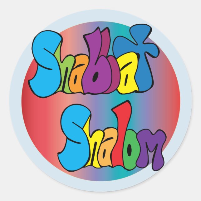 Pegatina Redonda Pegatinas de Shabbat Shalom (Anverso)