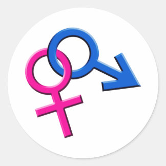Pegatina Redonda Pegatinas de Símbolos Hombres y Mujeres Conectados