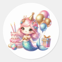 Pegatina Redonda Pegatinas de sirenas de colores