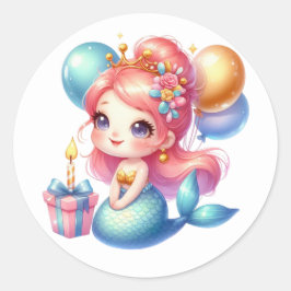 Pegatina Redonda Pegatinas de sirenas de colores