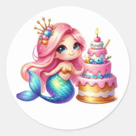 Pegatina Redonda Pegatinas de sirenas de colores