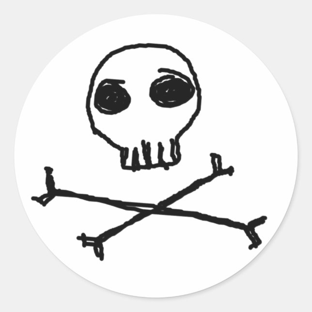 Pegatina Redonda Pegatinas de Skull and Crossbone (Anverso)