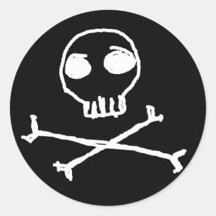Pegatina Redonda Pegatinas de Skull and Crossbone