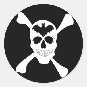 Pegatina Redonda Pegatinas De Skull Y Crossbone