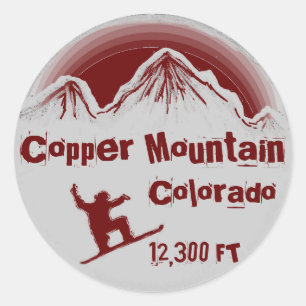 Pegatina Redonda Pegatinas de snowboard rojos de Copper Mountain Co