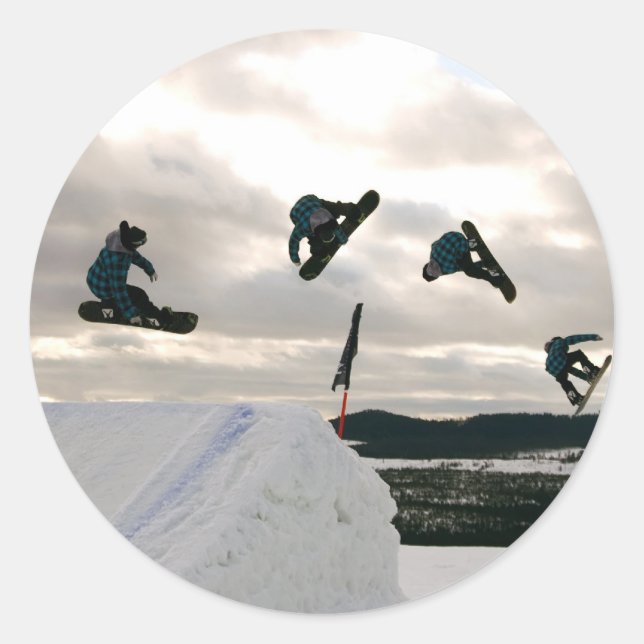 Pegatina Redonda Pegatinas de Snowboard Tricks (Anverso)