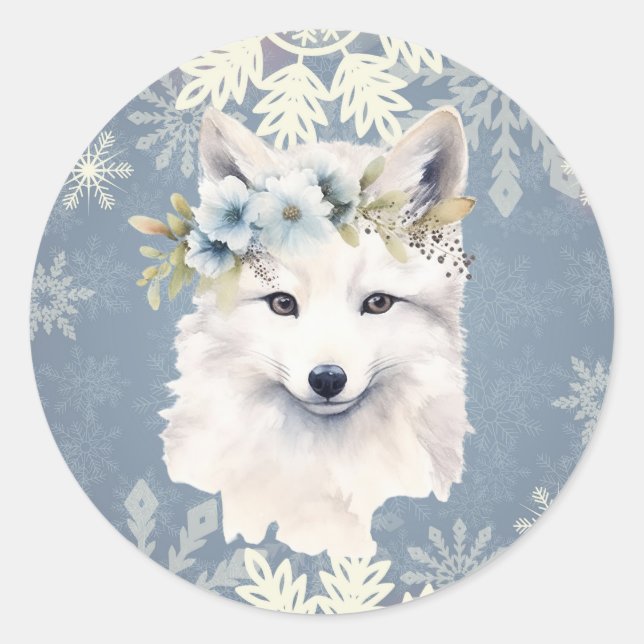 Pegatina Redonda Pegatinas de Snowflake del Ártico (Anverso)