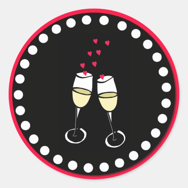 Pegatina Redonda Pegatinas de sobre de Boda de corazón flotante (Anverso)