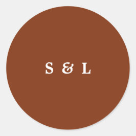 Pegatina Redonda Pegatinas de sobres de monograma simple y ruso