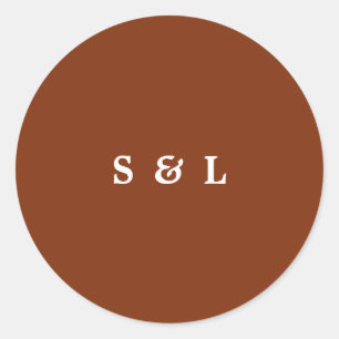 Pegatina Redonda Pegatinas de sobres de monograma simple y ruso