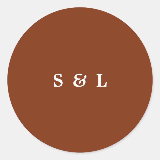 Pegatina Redonda Pegatinas de sobres de monograma simple y ruso (Anverso)