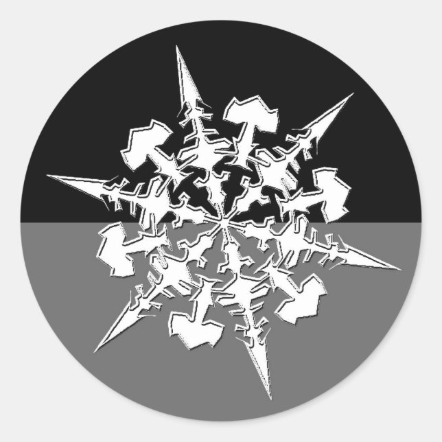 Pegatina Redonda Pegatinas de sobres de tarjetas navideñas Snowflak (Anverso)