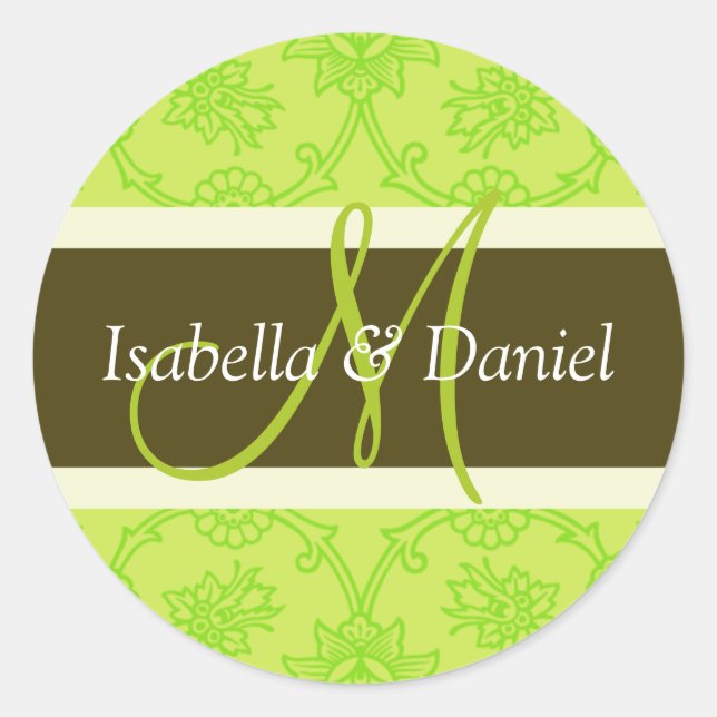 Pegatina Redonda Pegatinas de sobres monográficos de letra M (Anverso)