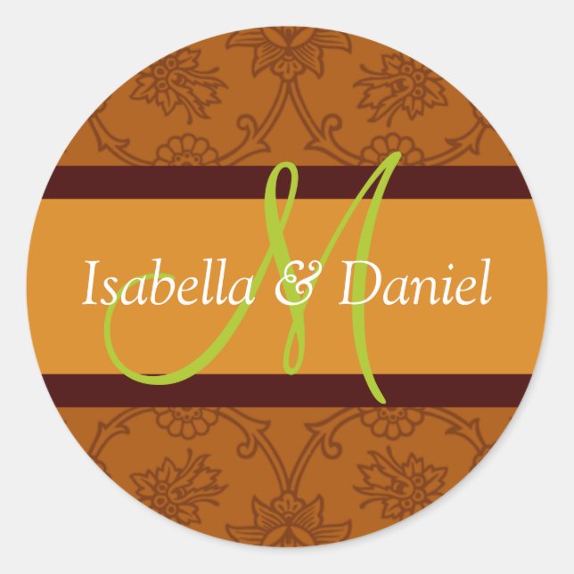 Pegatina Redonda Pegatinas de sobres monográficos de letra M (Anverso)