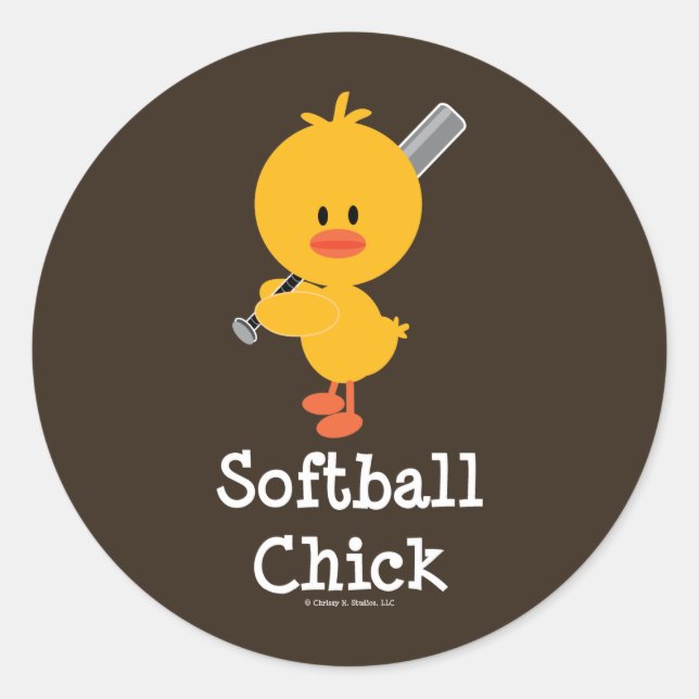 Pegatina Redonda Pegatinas de Softball Chick (Anverso)