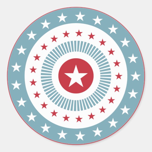 Pegatina Redonda Pegatinas de Stars and Stripes Swirl 4 de julio (Anverso)