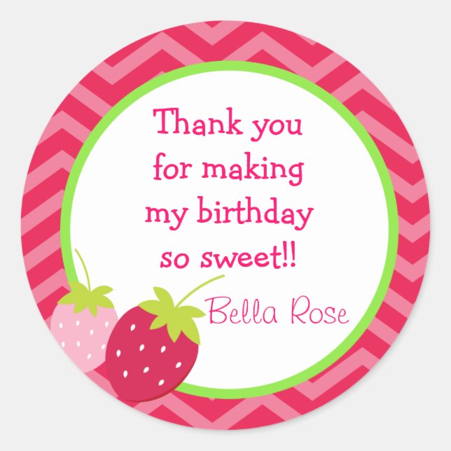 Pegatina Redonda Pegatinas de Strawberry Favor (Anverso)