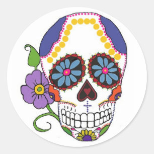 Pegatina Redonda Pegatinas de Sugar Skull