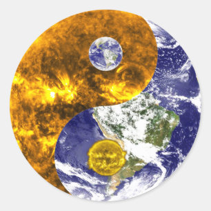 Pegatina Redonda pegatinas de sun y earth yin yang