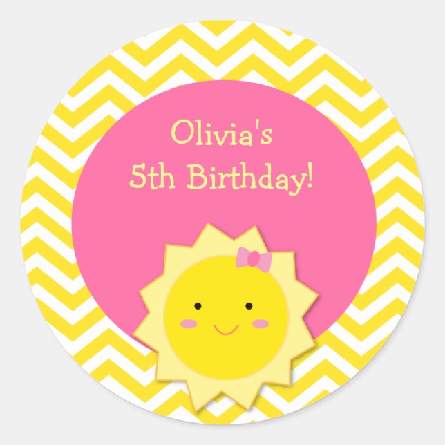 Pegatina Redonda Pegatinas de Sunshine Favor (Anverso)