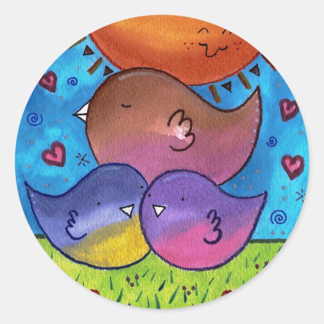 Pegatina Redonda Pegatinas de Sweet Birdies (Anverso)
