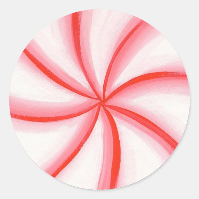 Pegatina Redonda Pegatinas de Swirl Red White Pink Candy (Anverso)