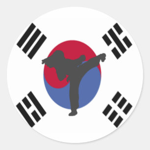 Pegatina Redonda Pegatinas de Tae Kwon Do Kicker