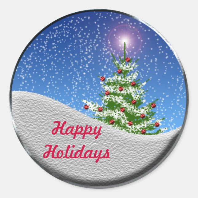 Pegatina Redonda Pegatinas de tarjetas navideñas navideñas de tempo (Anverso)