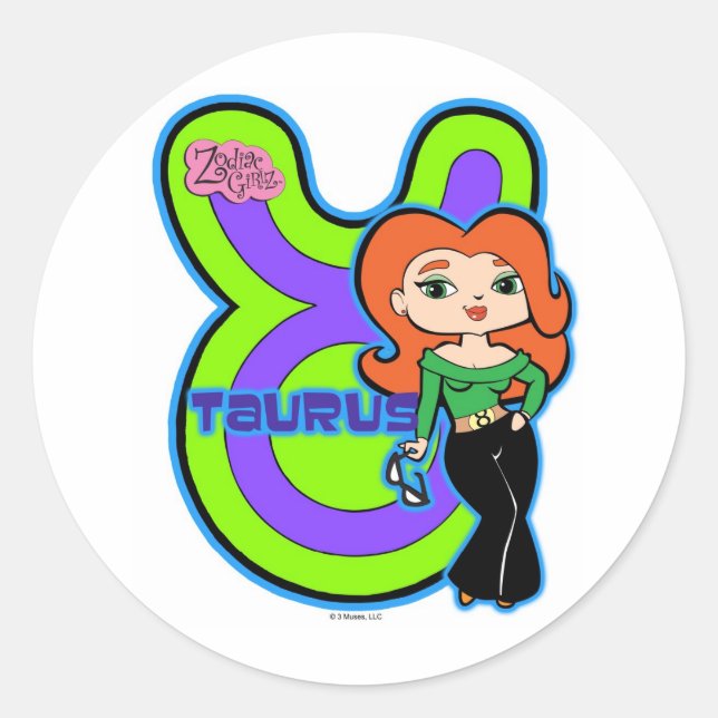 Pegatina Redonda Pegatinas de Taurus (Anverso)