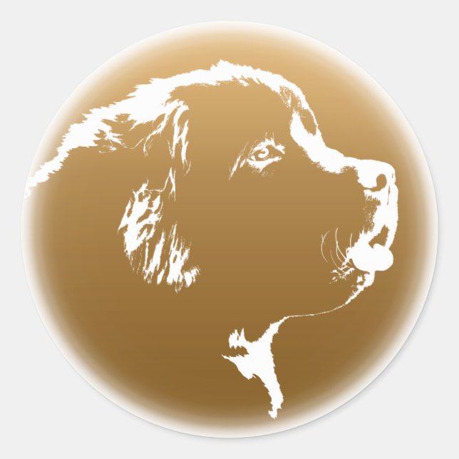 Pegatina Redonda Pegatinas de Terranova Pegatinas de perros de Terr (Anverso)