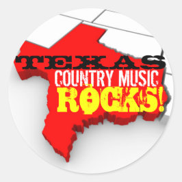 Pegatina Redonda Pegatinas de Texas Country Music Rocks