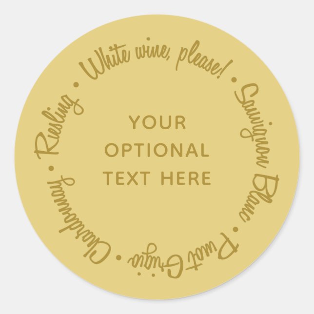 Pegatina Redonda Pegatinas de texto de personalizado de vinos blanc (Anverso)