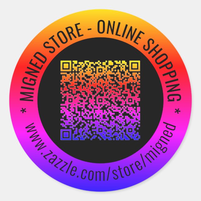 Pegatina Redonda Pegatinas de texto Personalizado y código QR perso (Anverso)