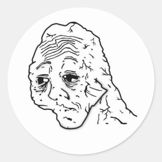 Pegatina Redonda Pegatinas de Tired Wojak (Anverso)